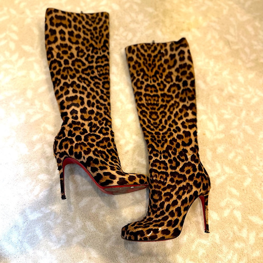 Christian Louboutin High Leopard Boots Size 37